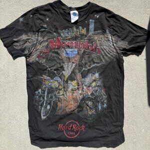 Hard Rock Cafe Memphis Graphic T-Shirt Men’s Vintage Style Biker Eagle